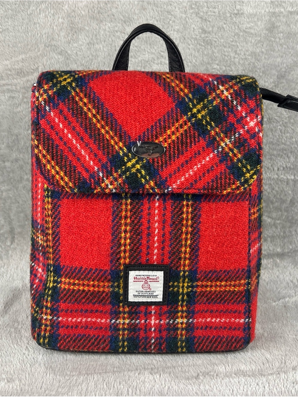 Glen Appin Harris Tweed Backpack Scotland Red Royal Stewart Tartan Plaid Wool